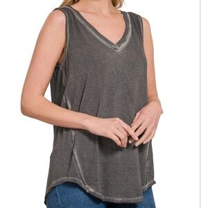Zenana Washed Sleeveless V-Neck Top - Hunt & Orchard